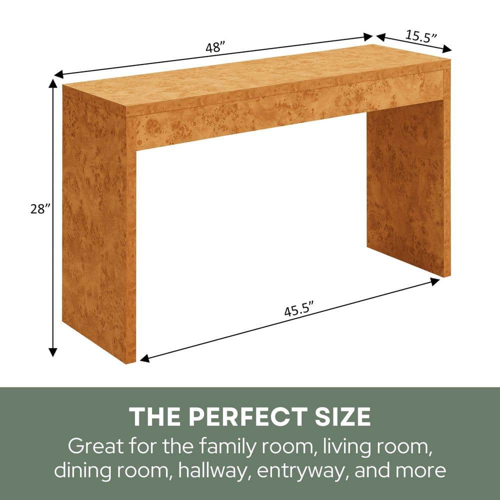 Northfield 48" Light Burl Wood Console Table with Storage