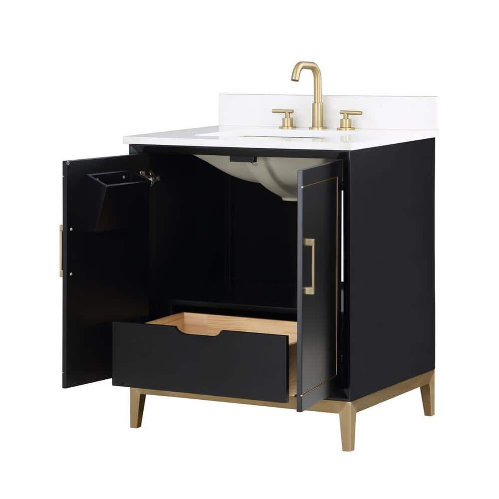 Gracie Midnight Black Single Bathroom Vanity with White Quartz Top
