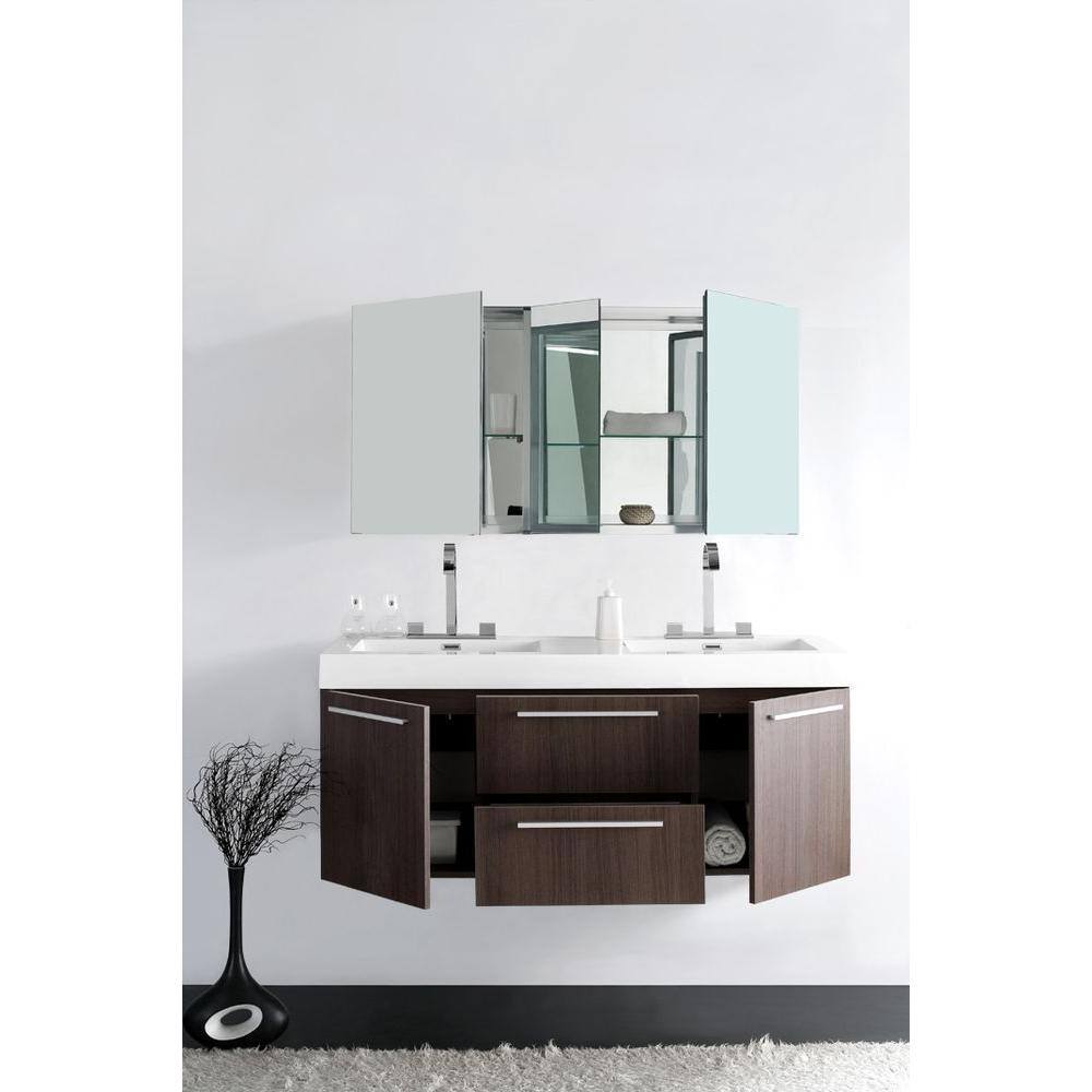 Sleek 54" Gray Oak Double Sink Wall-Mount Vanity Set with Acrylic Top