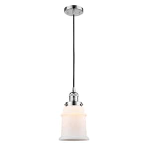Canton 60-Watt 1-Light Polished Chrome Shaded Mini Pendant Light with Frosted Glass Shade