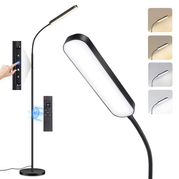 68.5 in. Classic Black Industrial Standard Dimmable and 4 Color Temperature LED Floor Lamp with Remote &Touch Control