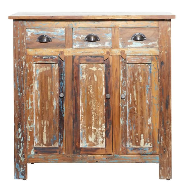 Monroe Lane Farmhouse Wood Cabinet, Brown