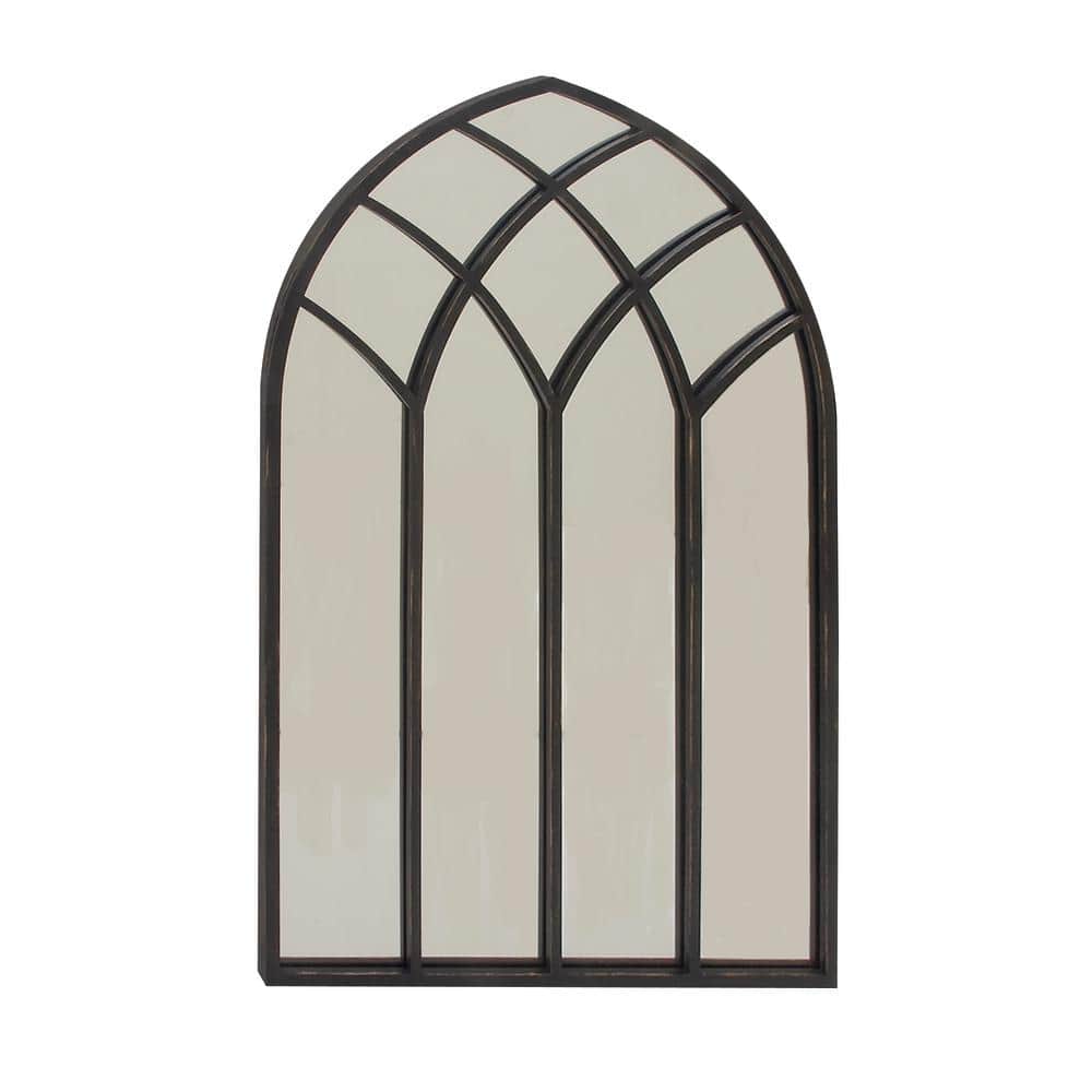Black Arched Windowpane Full Length Wall Mirror