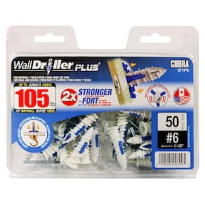 Walldriller Plus #6 x 1-1/2 in. Nylon Self Drilling with Screw Phillips Head 105lbs. Hollow Wall Anchor (50-pack)