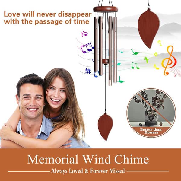 32 in. Rose Gold Aluminum Wind Chimes - Deep Soothing Tone Weather-Resistant for Outdoor Garden Decor,Durable Patio Gift