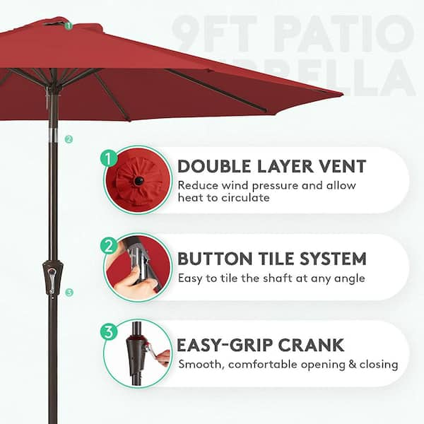 Cubilan 9 ft. Outdoor Patio Umbrella Outdoor Table Umbrella with 