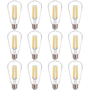 100-Watt Equivalent ST19 Dimmable LED Straight Filament bulb, Vintage Edison Bulbs E26 Base, 2700K Soft White (12-Pack)