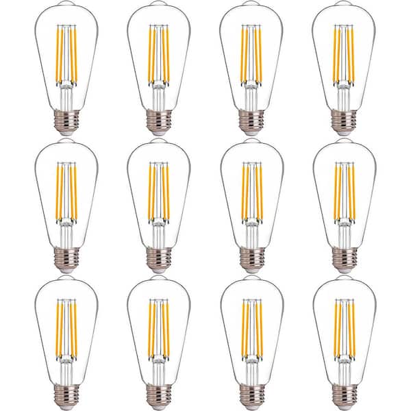 FLSNT 100-Watt Equivalent ST19 Dimmable LED Straight Filament bulb, Vintage Edison Bulbs E26 Base, 2700K Soft White (12-Pack)