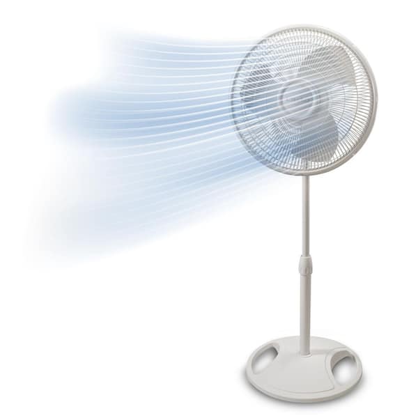 Adjustable-Height 16 in. 3 Speed White Oscillating Pedestal Fan