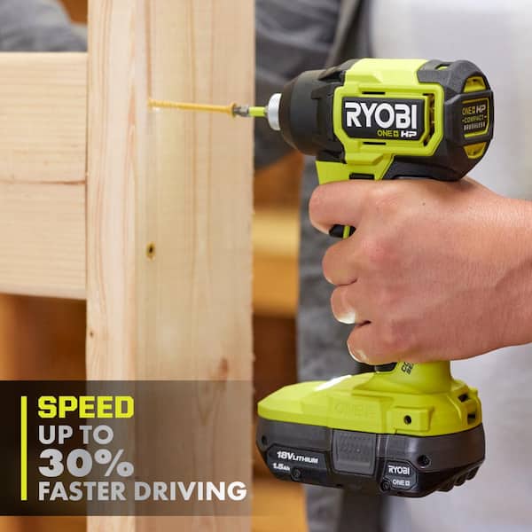 RYOBI - ONE+ HP 18V Brushless Cordless Compact 1/2 in. Drill and Impact Driver Kit with (2) 1.5 Ah Batteries, Charger, and Bag