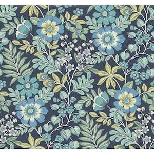 Voysey Navy Floral Wallpaper Sample