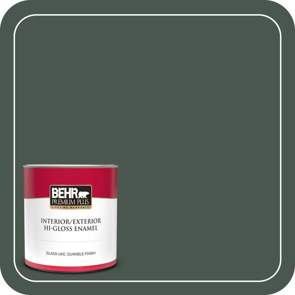 BEHR PREMIUM PLUS 1 qt. #ECC-45-3 Conifer Hi-Gloss Enamel Interior/Exterior Paint & Primer