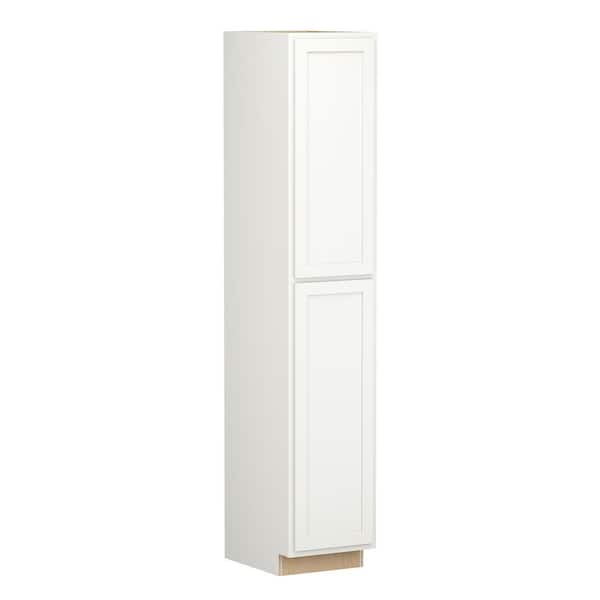 SIMPLY WOODMARK PRO Shaker Partial Overlay 18 in. W x 24 in. D x 96 in. H Plywood Assembled Utility Kitchen Cabinet in Linen White