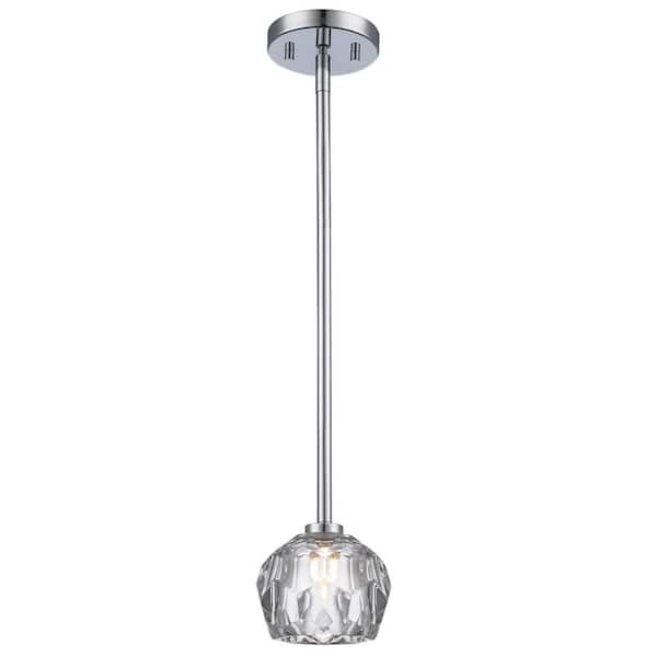 Bel Air Lighting Sequoia 1-Light Polished Chrome Modern Mini Pendant Light Fixture with Clear Glass Shade