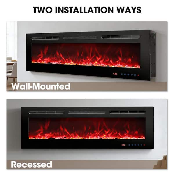 IHOMEadore 50 in. Electric Fireplace Recessed Wall Mounted 1500W