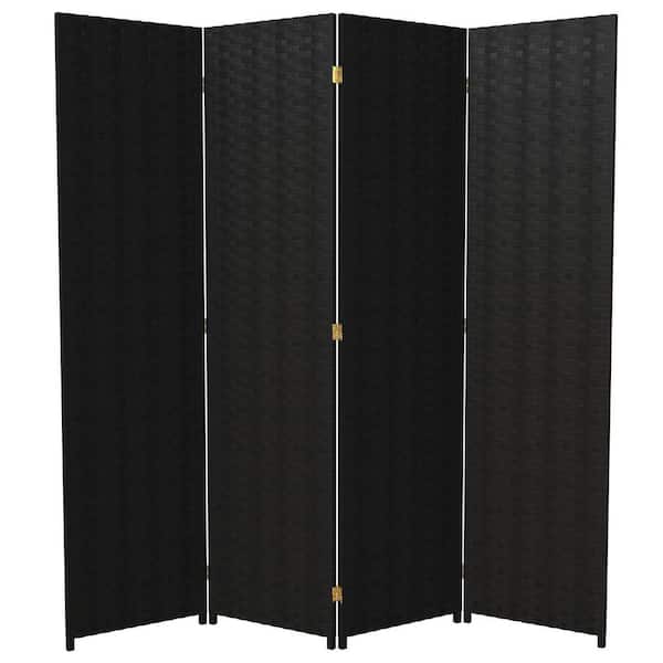 RED LANTERN 7 ft. Black 8-Panel Room Divider SS7FIBER-BLK-8P - The