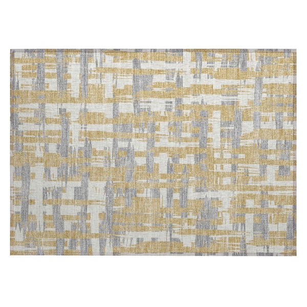 Chantille Machine Washable Indoor/Outdoor Abstract ACN1849 Gold 2 ft. x 3 ft. Accent Rug