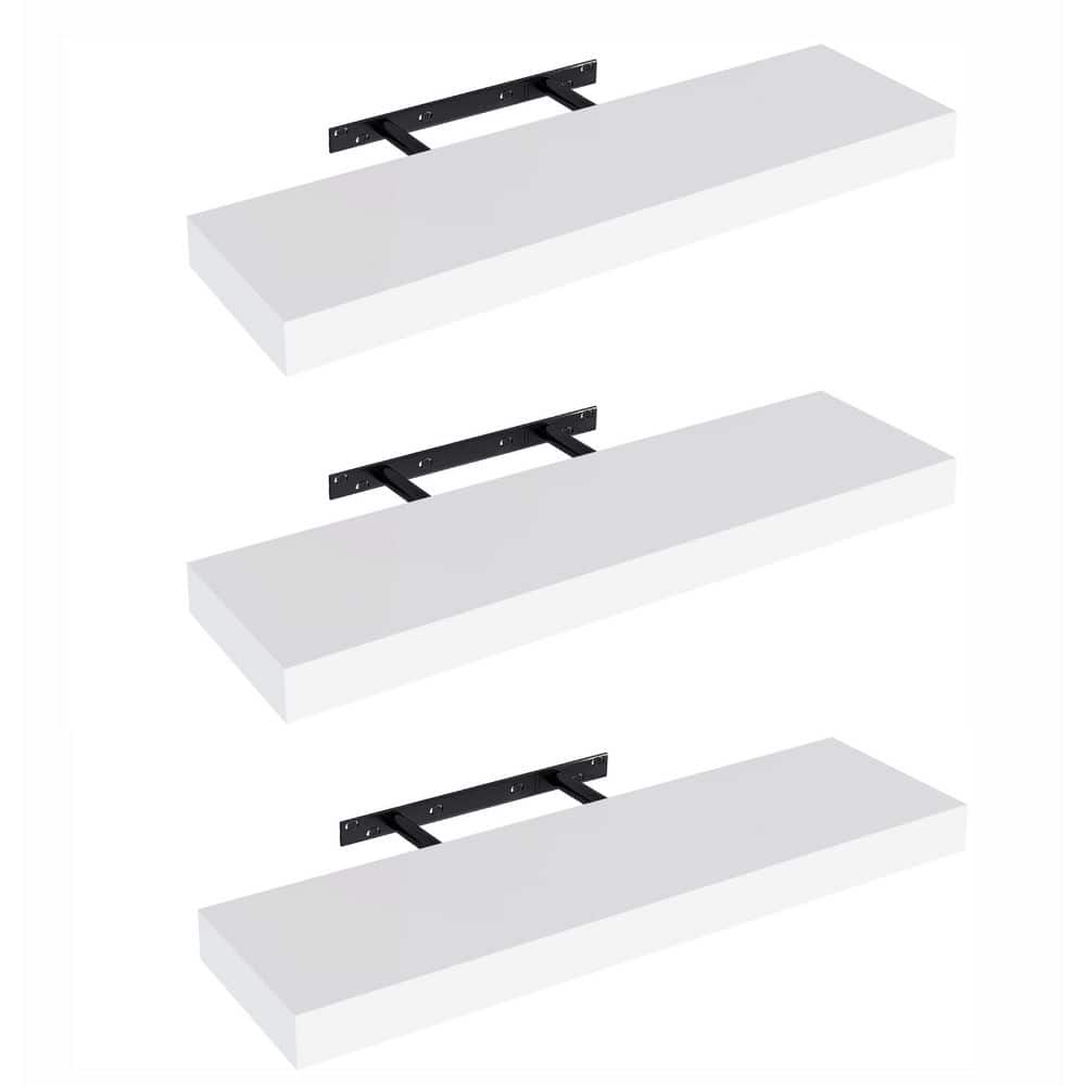24 in. W x 5.8 in. D White Floating Shelves (Set of 3) Decorative Wall Shel