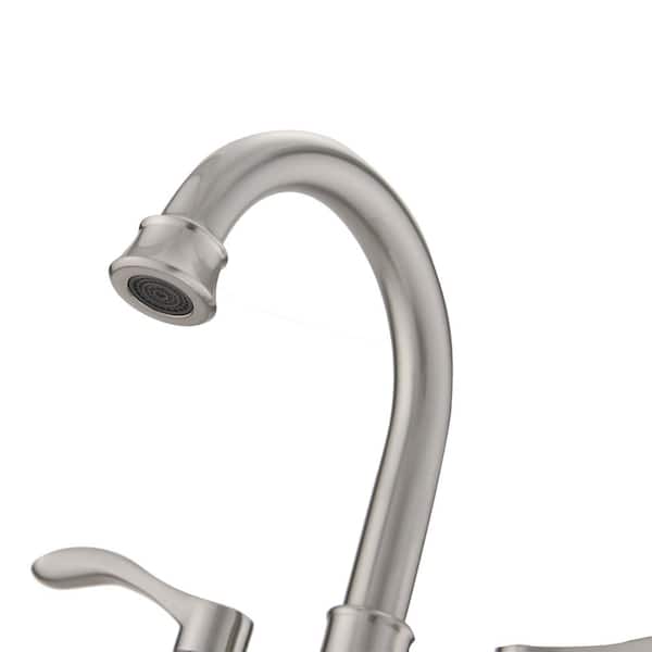 2-Handle Swivel Spout Vanity Sink Faucet 4011B-BN Upgrade Version Bathroom Faucet Brushed Nickel with Pop-up Drain & Supply Hoses