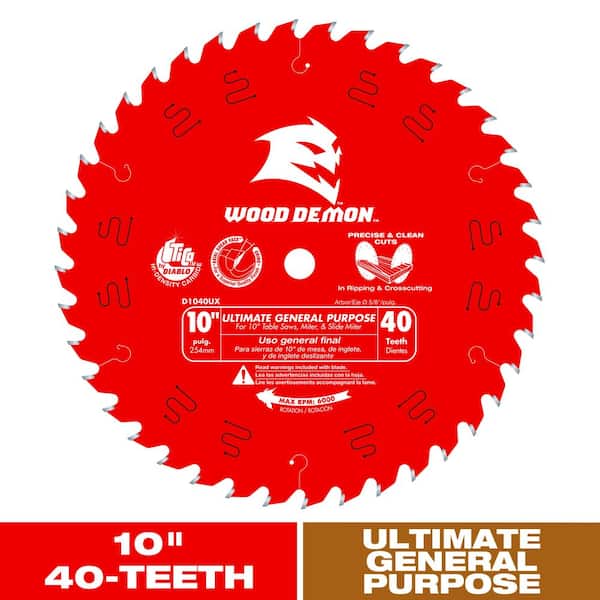 DIABLO 10in. x 40-Tooth Wood Demon Ultimate General Purpose Circular Saw Blade