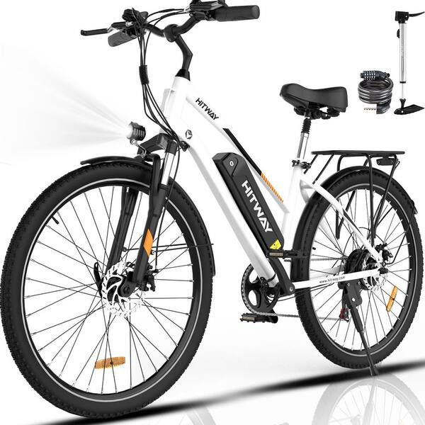 HITWAY 28 in. Tire City Commuter Electric Bike for Adults with 500W/36V/15Ah Removable Battery Mountain Ebike BK27M White