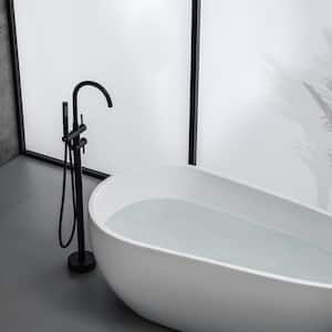 1-Spray Residentail Freestanding Bathtub Faucet with Hand Shower in Matte Black