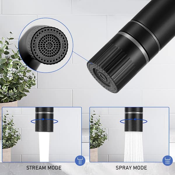 Double Handles 8 in. Widespread Bathroom Sink Faucet with Pull Out Sprayer in Matte Black (2-pack)
