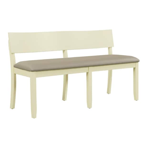 Benjara Beige and Taupe 52.5 in. with Back Bedroom Bench with Wooden Frame