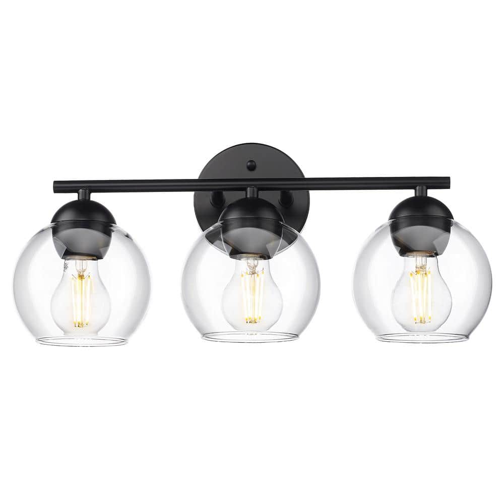 18.5 in. 3-Light Black Vanity Light with Clear Glass Shade price history on PriceWatchPro