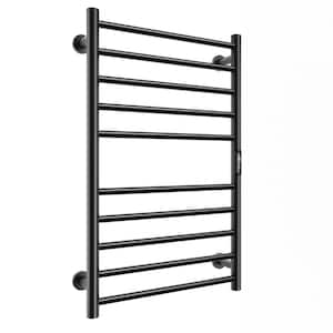 Electric Towel Warmer Wall Mount Heated Towel 10 Bars Plug in Hardwired Black