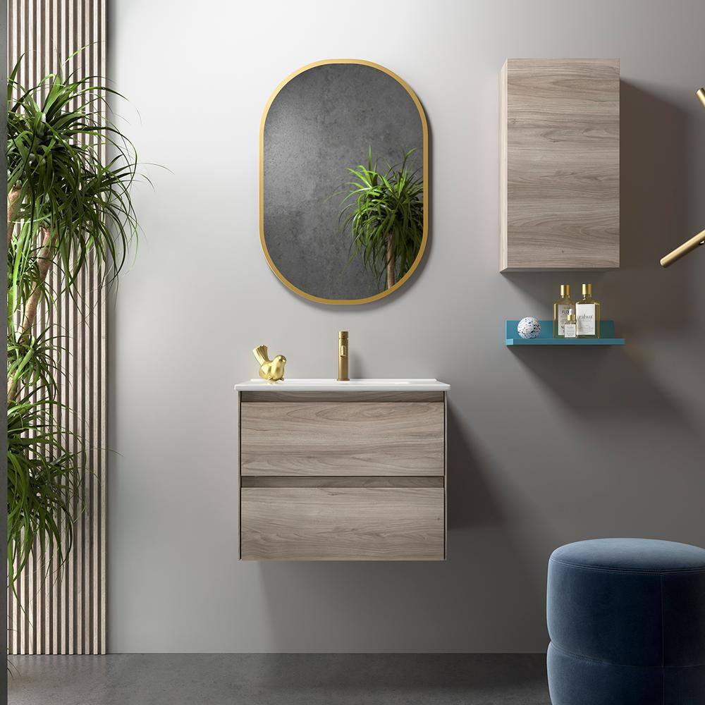 Perla 24.2'' Gray Pine Wall-Mounted Vanity