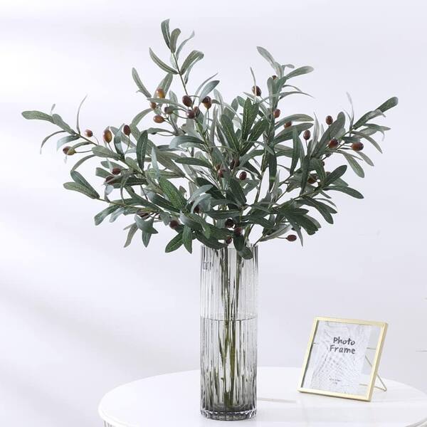 Artificial 28 in. Olive Tree Branches with Greenery Stems in Vase