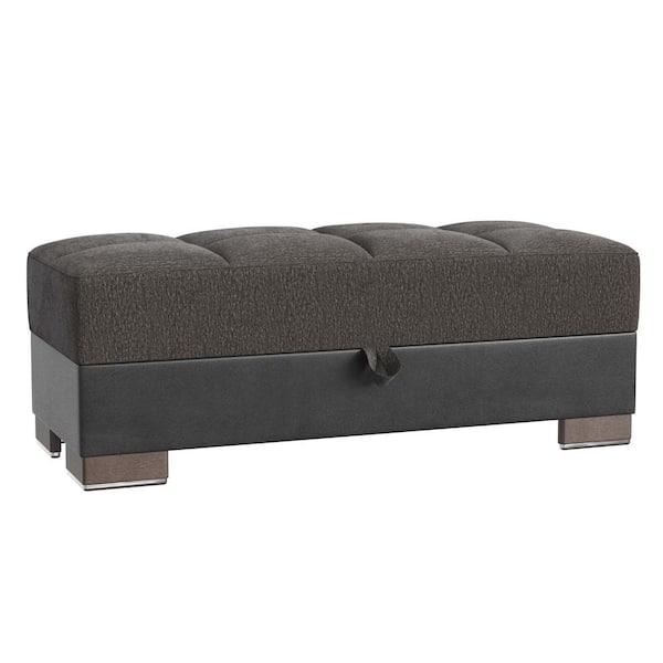 Ottomanson Basics X Collection Gray/Black Ottoman With Storage