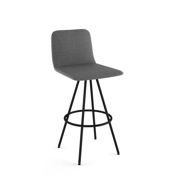 Amisco Dagmar 26 in. Grey Woven Fabric/Black Metal Swivel Counter Stool