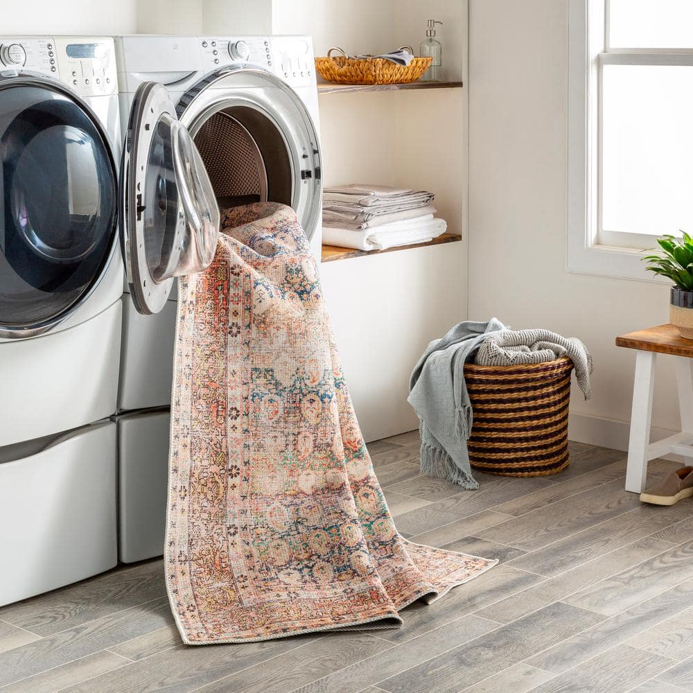Annabelle Traditional Floral Washable Runner Rug - 2'7" x 10' - Multicolor Synthetic