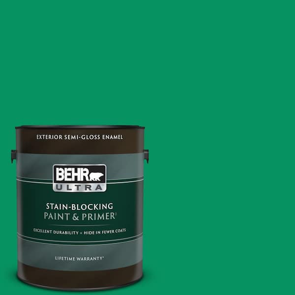 BEHR ULTRA 1 gal. #470B-6 Emerald Lake Semi-Gloss Enamel Exterior Paint & Primer