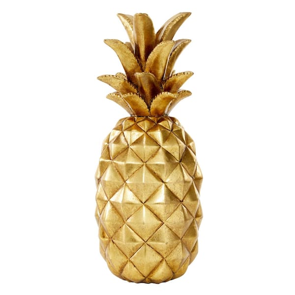 Litton Lane Gold Polystone Pineapple Fruit Sculpture 62362 - The ...