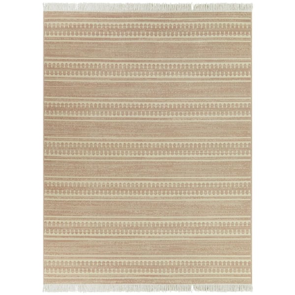 BALTA Sandra Pale Pink 7 ft. 10 in. x 10 ft. Striped Area Rug