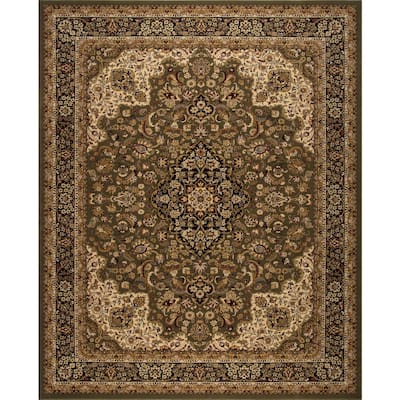 6 Ft Medallion Area Rug, Green And Brown Area Rugs