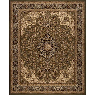 Home Decorators Collection Silk Road Green 8 ft. x 10 ft. Medallion ...