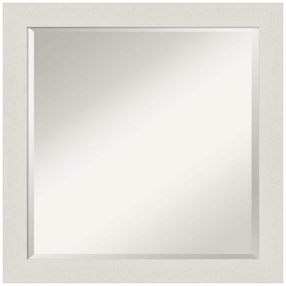 Rustic Plank White Wood Grain Bathroom Vanity Mirror