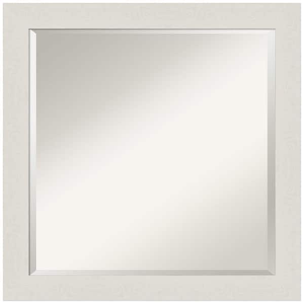 Amanti Art Medium Square Distressed CreamWhite Beveled Glass Modern Mirror (23.5 in. H x 23.5 in. W)
