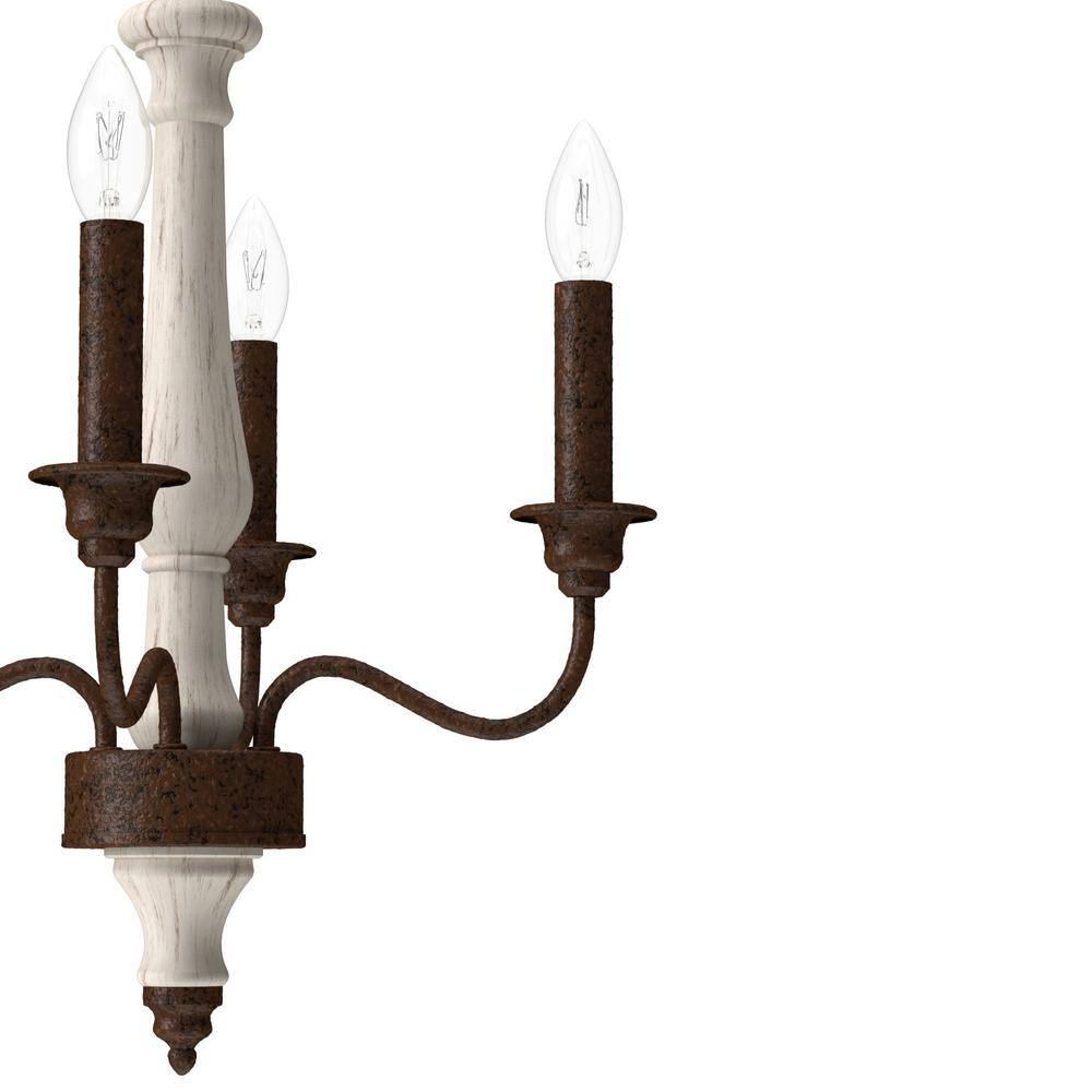 Teren Distressed White Mini Chandelier with Rustic Elegance
