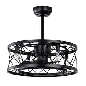 20 in. Smart Indoor Matte Black Cage Ceiling Fan with Remote Control and 5 ABS Reversible Quiet Moto Blades Fan Lights