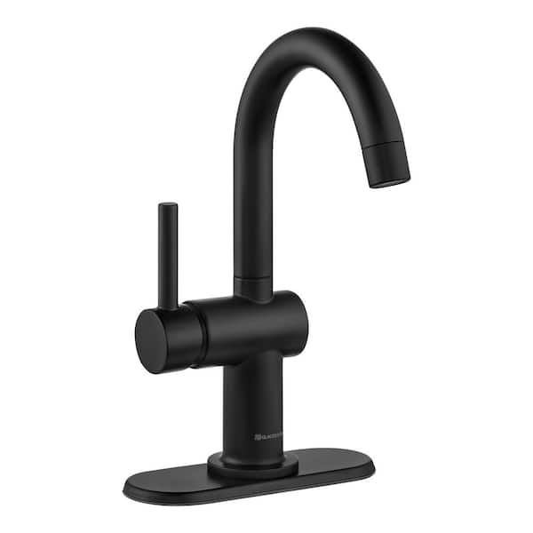 Dorind Single Hole Single-Handle Deck Mount High-Arc Bathroom Faucet in Matte Black