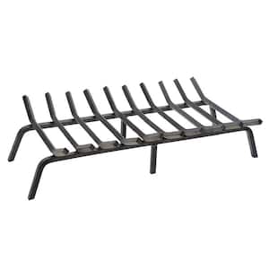 36 in. L Black Sturdy Non-Tapered Fireplace Grate for Logs