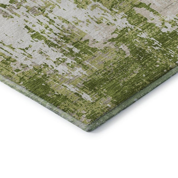 Mayfield Premium Machine Washable Abstract AMF1008 Green 8 ft. x 10 ft. Area Rug