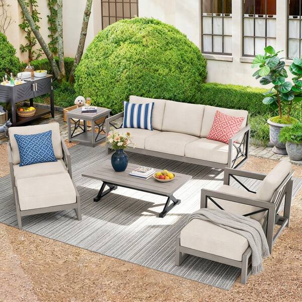 Marindo 7-Piece Aluminum Outdoor Conversation Set with Cushions
