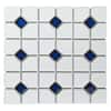 Merola Tile Oxford Matte White with Cobalt Dot 11-1/2 in. x 11-1/2 in. Porcelain Mosaic Tile (9.4 sq. ft./Case) FKOOX604