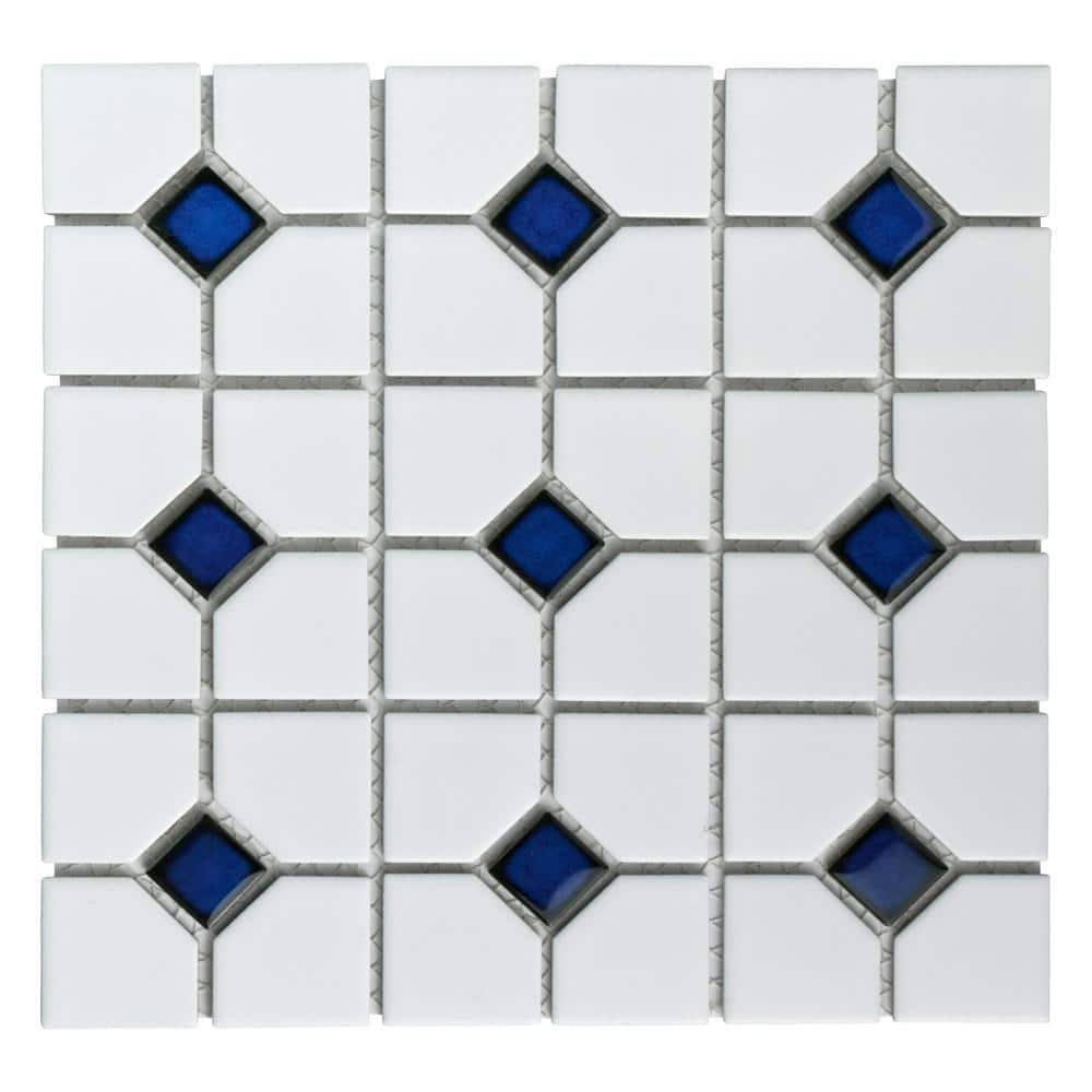 Oxford Matte White with Cobalt Dot 6 in. x 6 in. Porcelain Mosaic Take Home Tile Sample price history on PriceWatchPro